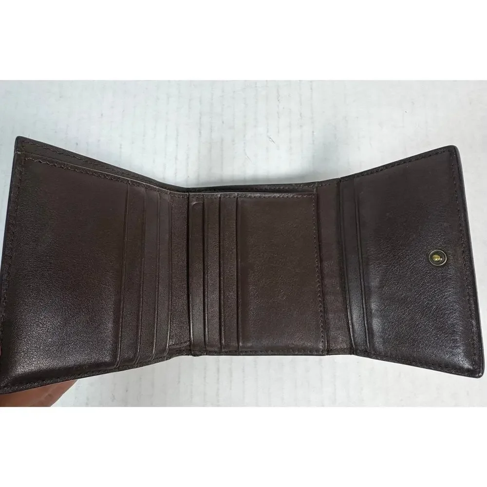 Polo Ralph Lauren Brown Croc Embossed Leather Trifold Wallet w/ Box